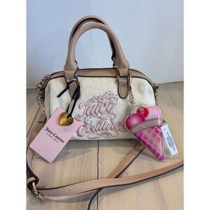 Juicy Couture Sugar Rush Crossbody Bag Soft White Terry Cloth Y2K 11JCE7JMX-SW